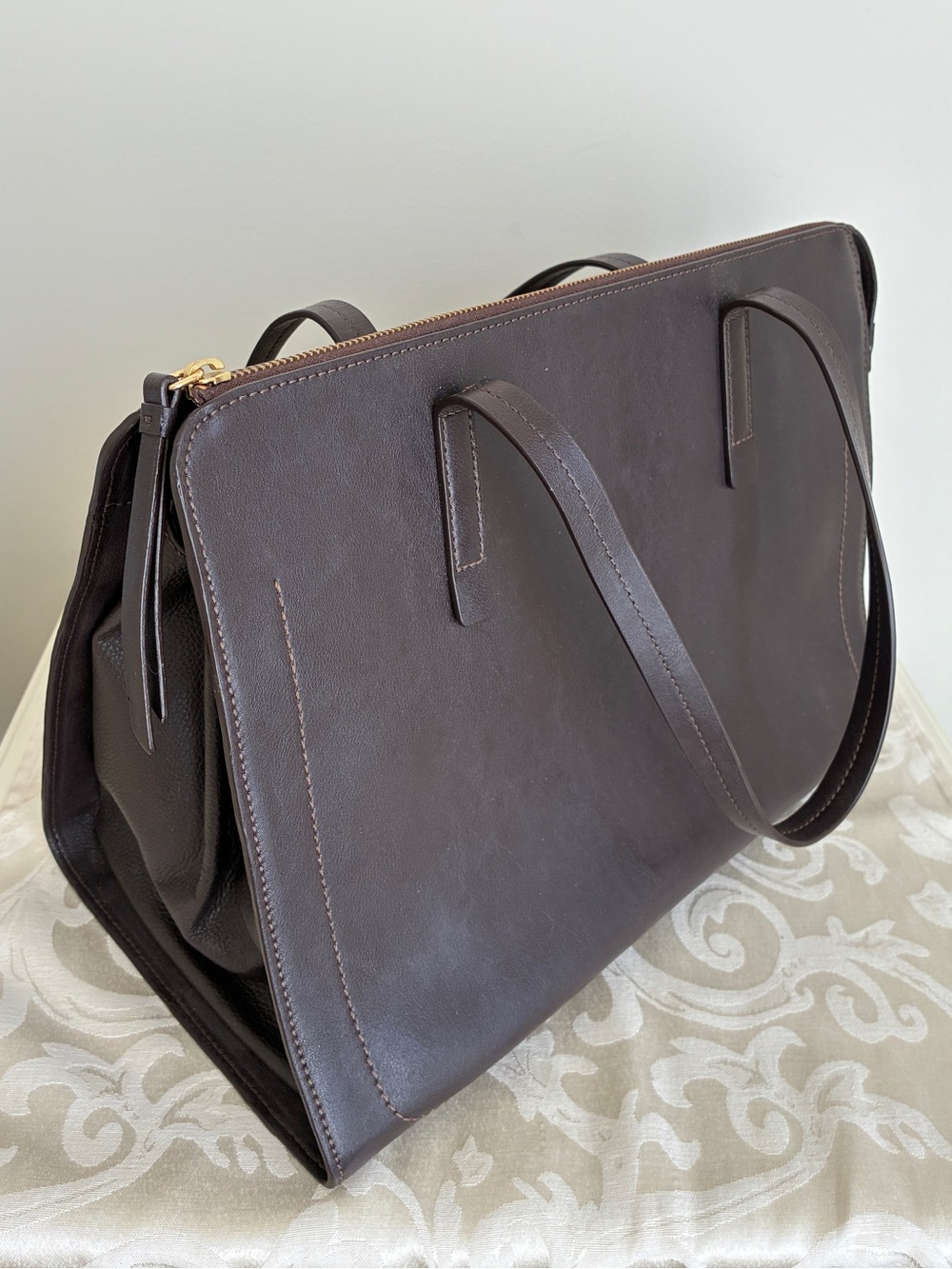 Banana Republic Leather Emily Work Tote Bag Dark Brown